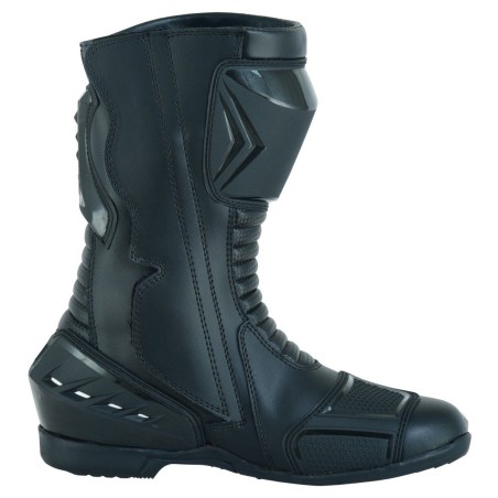Bottes Moto Racer RKone - Cuir, Résistantes à L'Eau, Tige Mi-Mollet, Semelle Caoutchouc, Noir