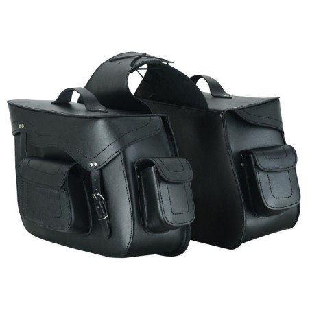 ALFORJAS LATERALES DE CUERO PARA MOTO 22 X 2 LITROS