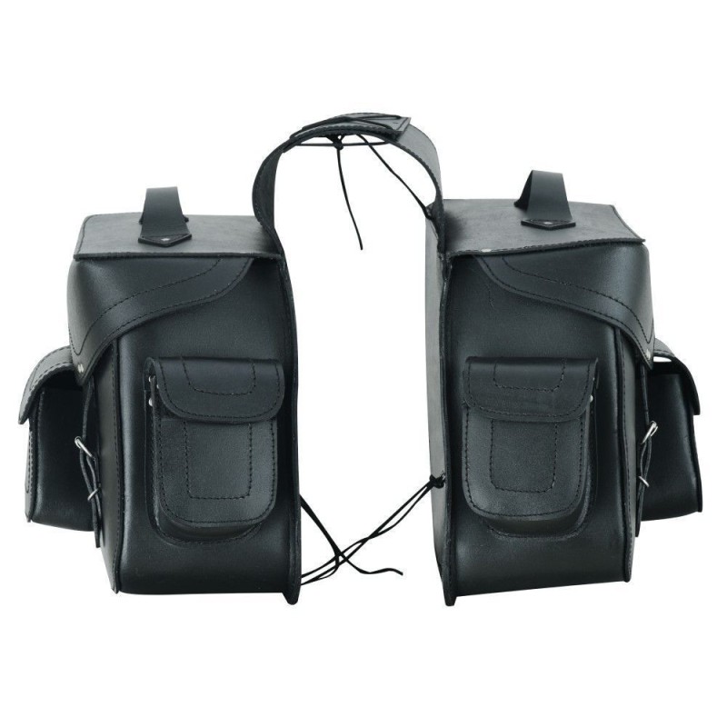 ALFORJAS LATERALES DE CUERO PARA MOTO 22 X 2 LITROS