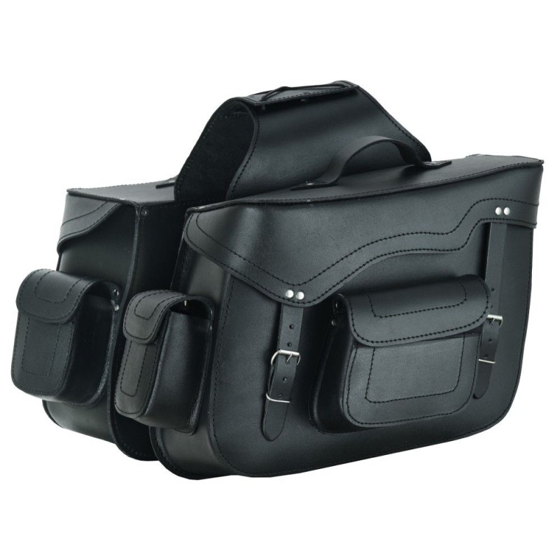ALFORJAS LATERALES DE CUERO PARA MOTO 22 X 2 LITROS