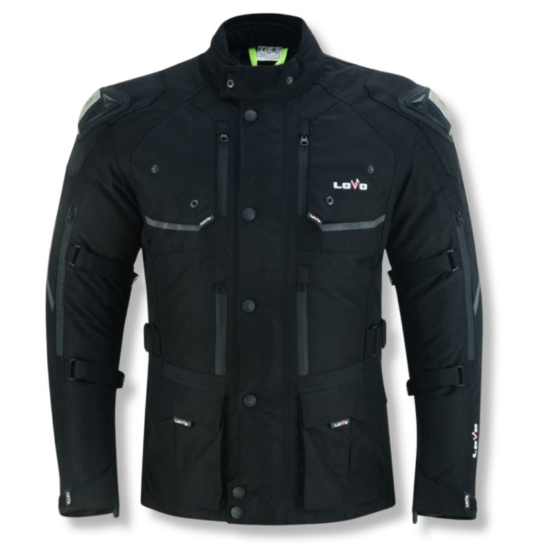 Jaqueta de motocicleta premium de três camadas para todas as estações, estilo 3/4, para homens.