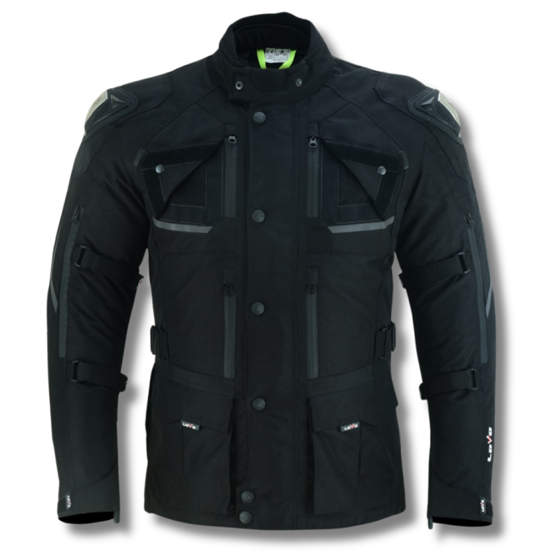 Jaqueta de motocicleta premium de três camadas para todas as estações, estilo 3/4, para homens.