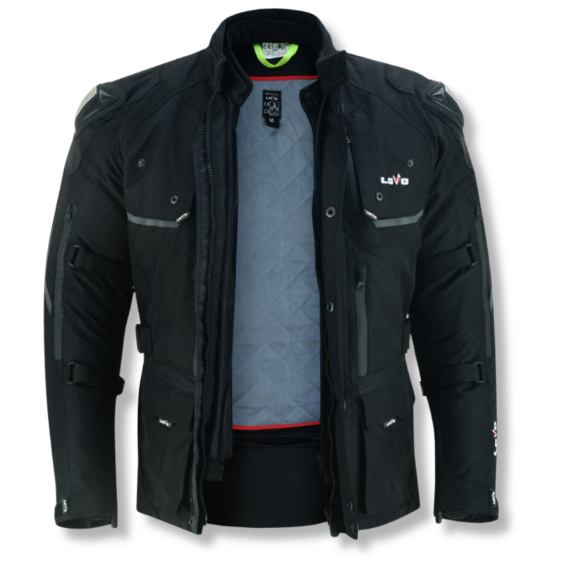 Jaqueta de motocicleta premium de três camadas para todas as estações, estilo 3/4, para homens.