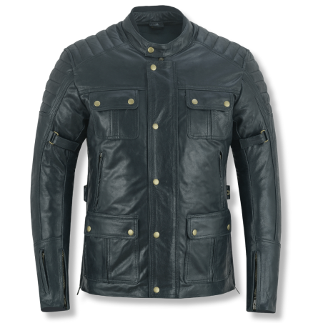 Veste en cuir pour moto, longueur 3/4