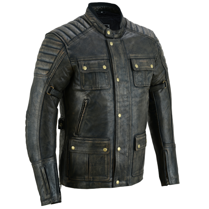 Motorcycle  Leather Jacket  3/4 Length