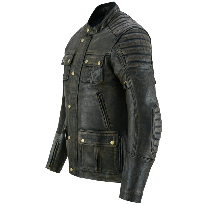 Veste en cuir pour moto, longueur 3/4