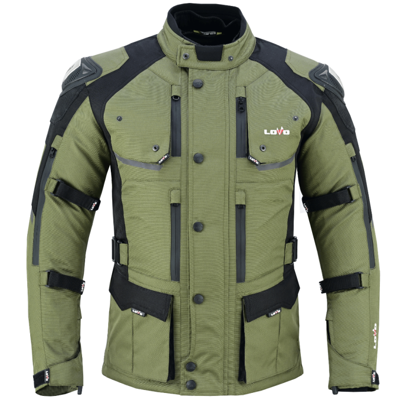 Chaqueta de moto 3/4 de tres capas premium para todas las estaciones (para hombre)