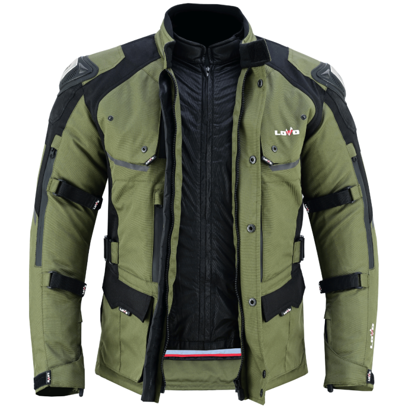 Chaqueta de moto 3/4 de tres capas premium para todas las estaciones (para hombre)
