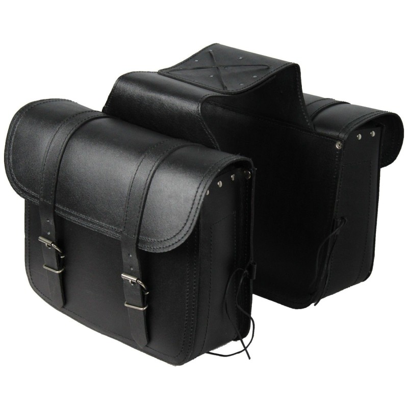 MOTORCYCLE LEATHER SADDLEBAGS 14 X 2 LITERS