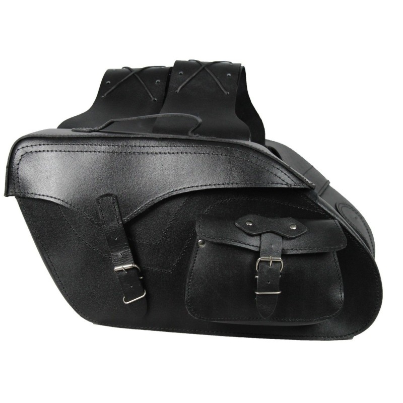 ALFORJAS LATERALES DE CUERO PARA MOTO 22 X 2 LITROS