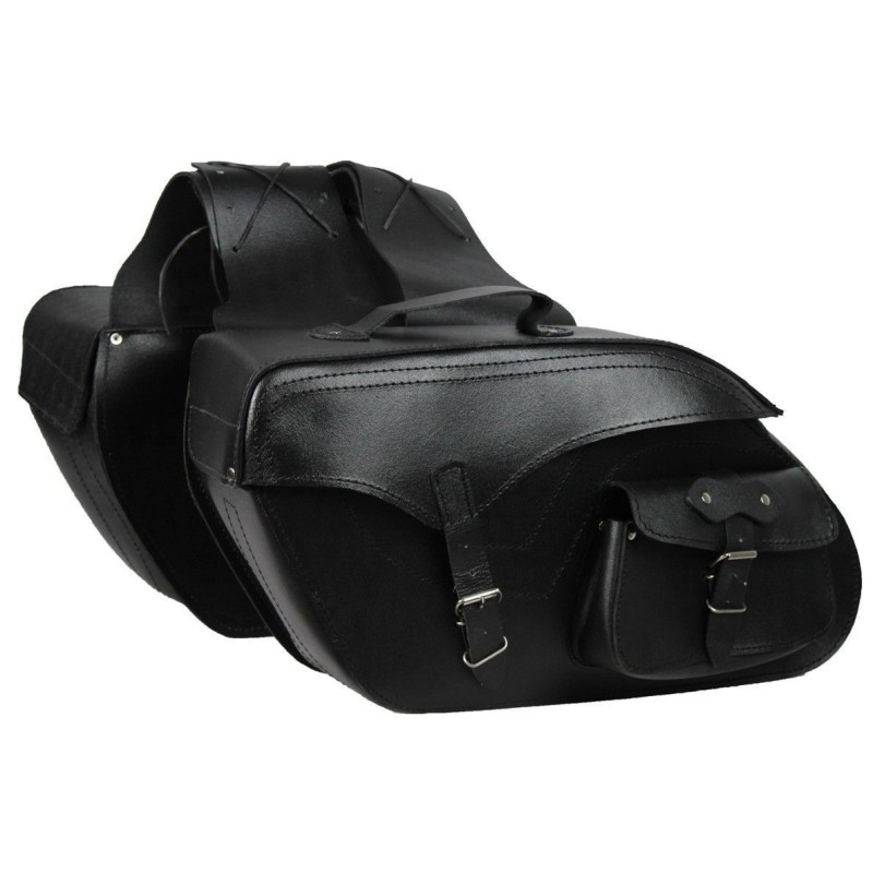 ALFORJAS LATERALES DE CUERO PARA MOTO 22 X 2 LITROS