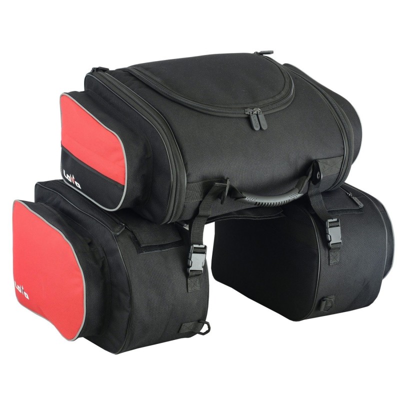 Alforjas laterales con bolsa trasera para moto