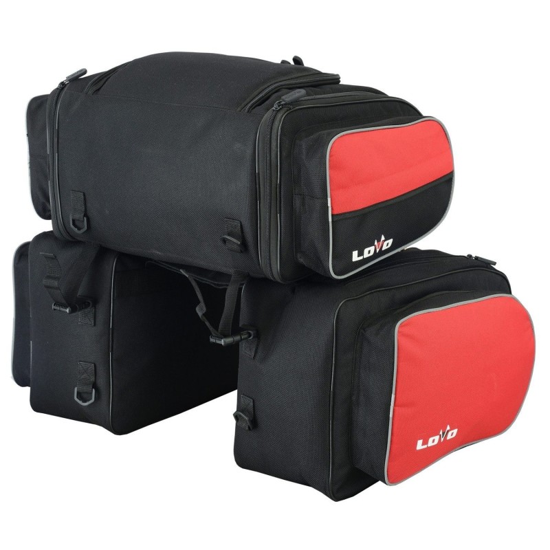 Alforjas laterales con bolsa trasera para moto